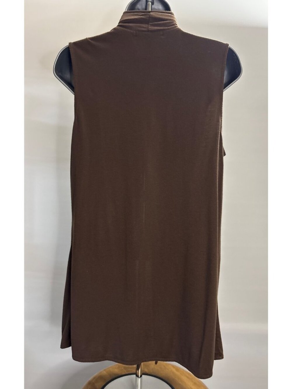 Liz Claiborne Women's Sleeveless Brown Draped Open Cardigan Vest Women’s Size M - Picture 5 of 11